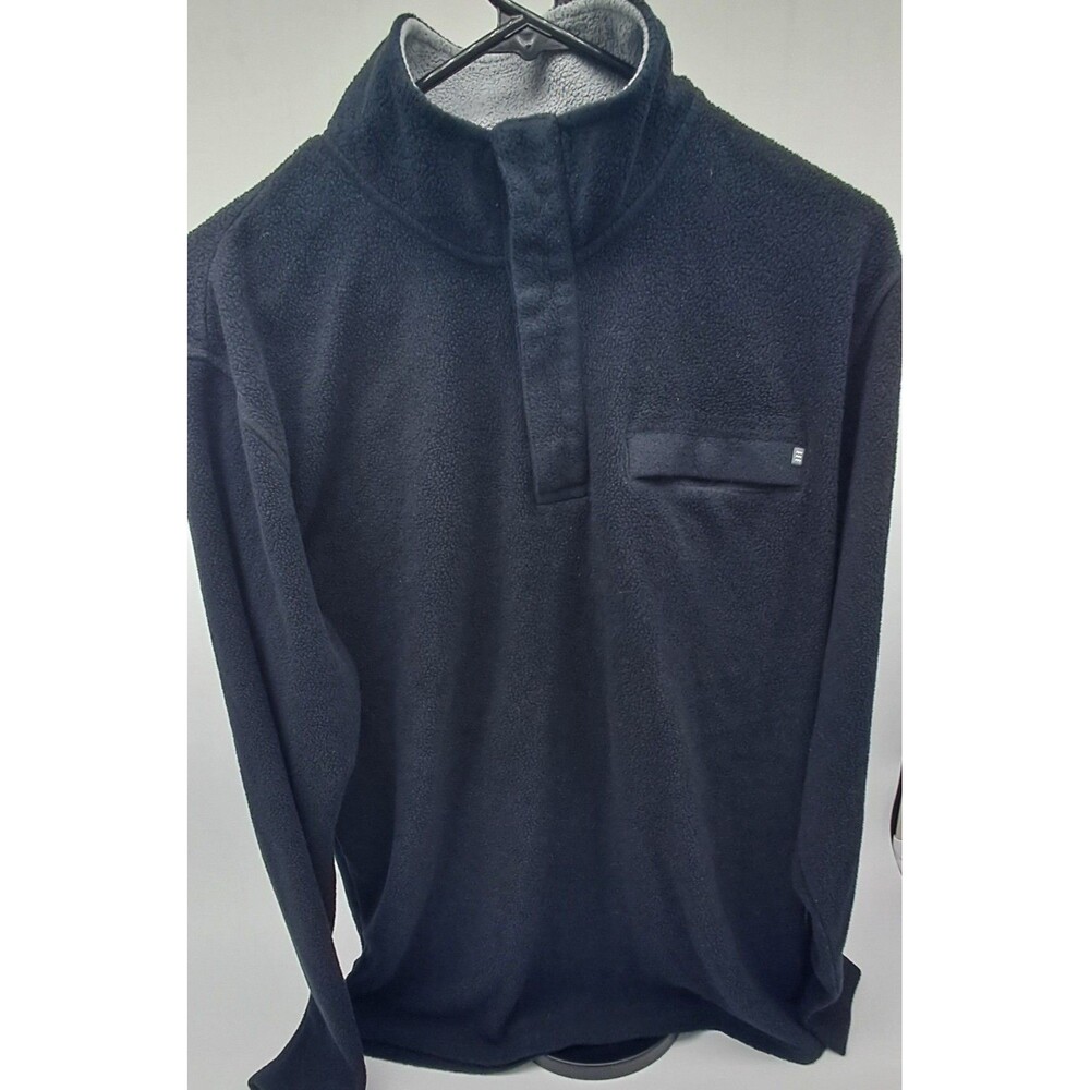 Freefly Bamboo Polar Pullover Men's Medium Black Fleece Snap Buttons